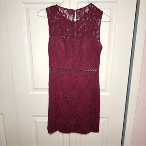 Elegant Lace Burgundy Dress